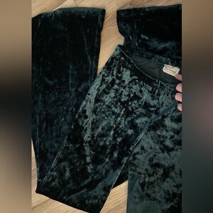 Three Bird Nest Green Velvet Bell Bottoms